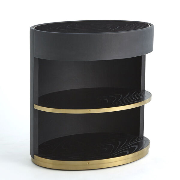 Ellipse Black and Brass Bedside Cabinet, image 1