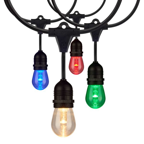 Black 48-Foot LED String Light Fixture, image 1