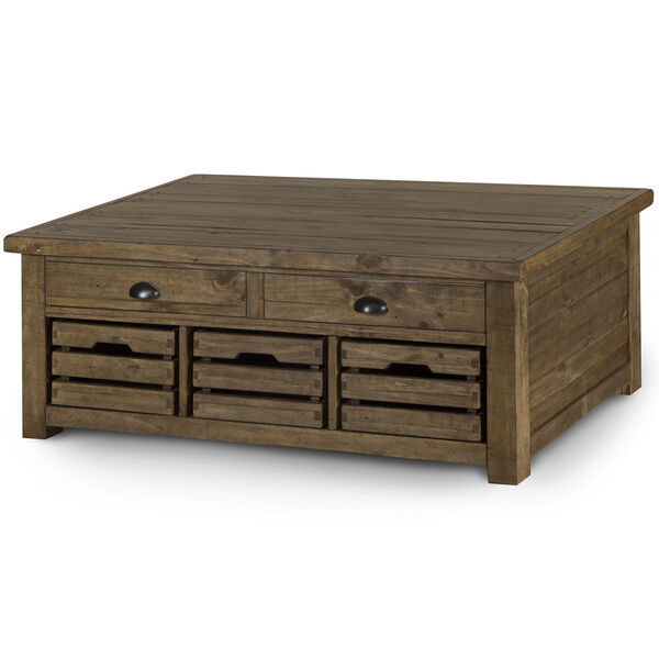 Stratton Rustic Warm Nutmeg Lift Top Storage Coffee Table with Casters, image 1