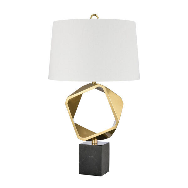 Optical Brass and Black One-Light Table Lamp, image 2