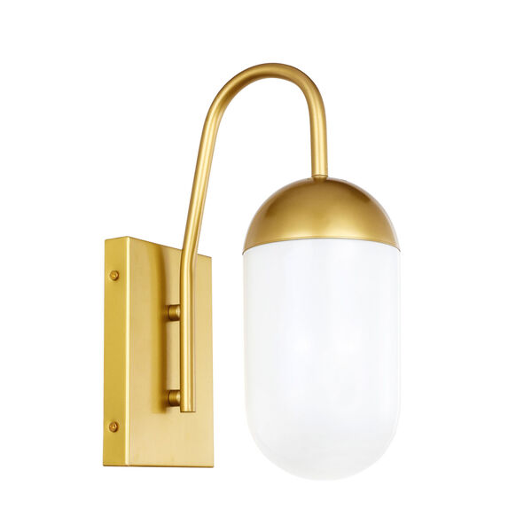 Kace Brass Five-Inch One-Light Wall Sconce with Frosted White Glass, image 5