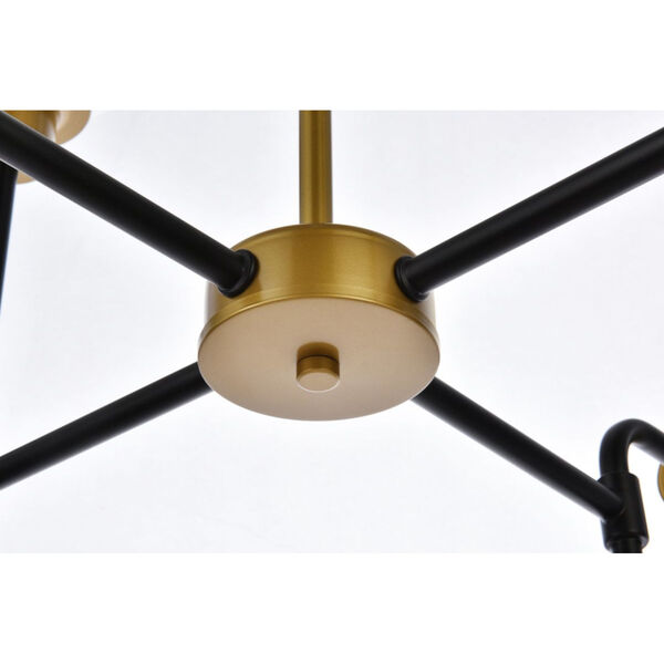 Hanson Black and Brass and Clear Shade Eight-Light Pendant, image 4