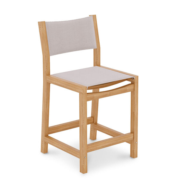 Pearl Natural Sand Teak White Outdoor Counter Height Stool, image 1