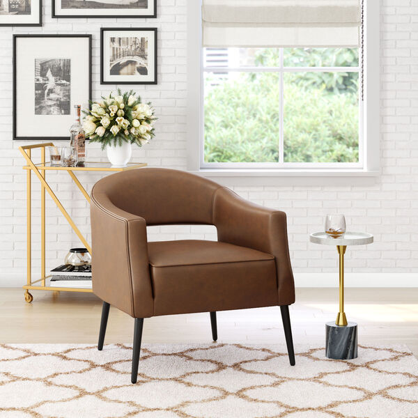 Berkeley Vintage Brown and Gold Accent Chair, image 2