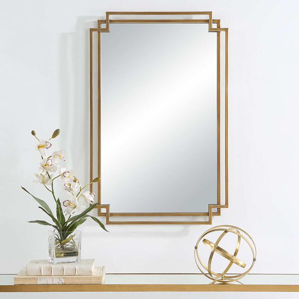 Afton Overlapping Brushed Gold Frame Wall Mirror, image 1