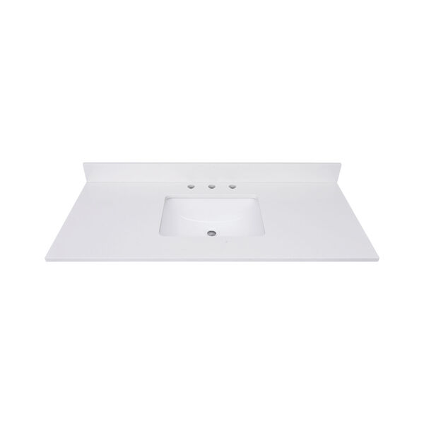 Lotte Radianz Everest White 43-Inch Vanity Top with Rectangular Sink, image 1