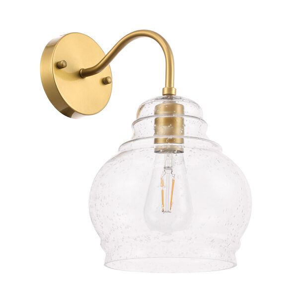 Pierce Brass Eight-Inch One-Light Wall Sconce with Clear Seeded Glass, image 5