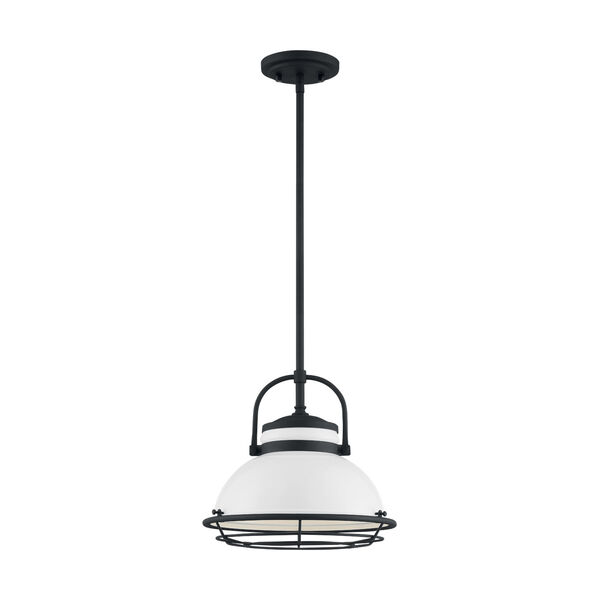 Upton Gloss White and Black 12-Inch One-Light Pendant, image 3