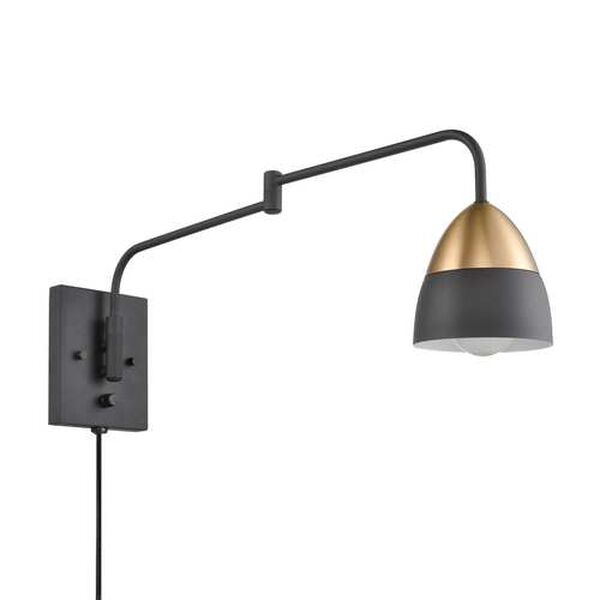 Milla Charcoal Black One-Light Swing Arm Sconce, image 2