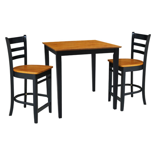 Black and Cherry 36-Inch Counter Height Table with Two Counter Stool, Three-Piece, image 2
