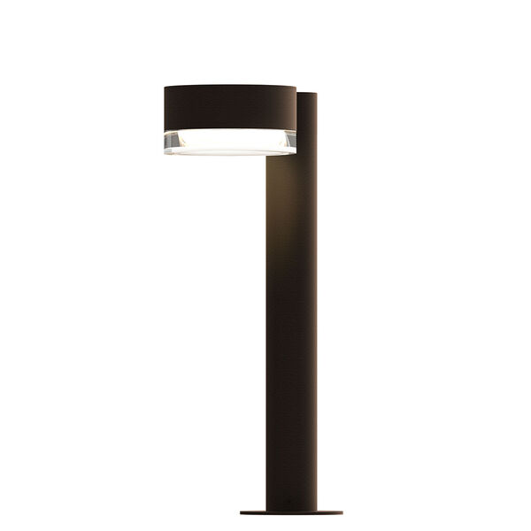 Inside-Out REALS Textured Bronze 16-Inch LED Bollard with Cylinder Lens and Plate Cap with Clear Lens, image 1