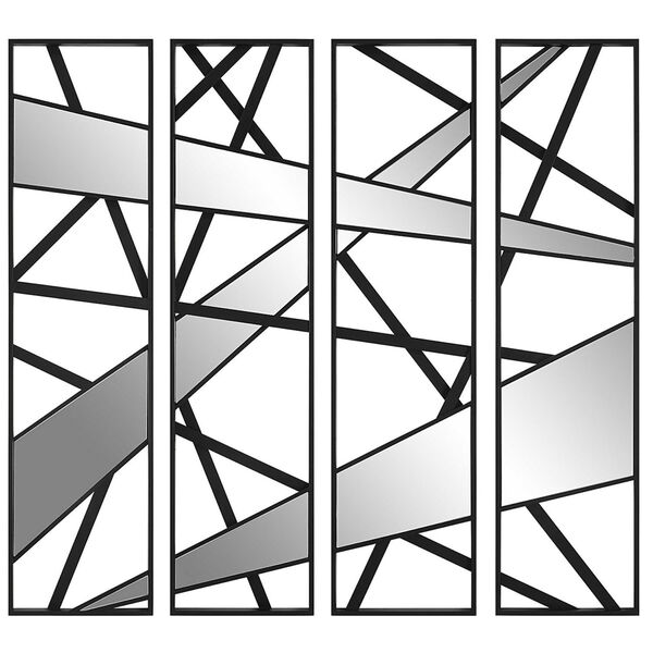 Satin Black Frame Mirrored Wall Decor, Set of 4, image 2