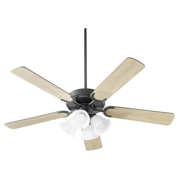 Virtue Matte Black Four-Light 52-Inch Ceiling Fan with Satin Opal Glass, image 1