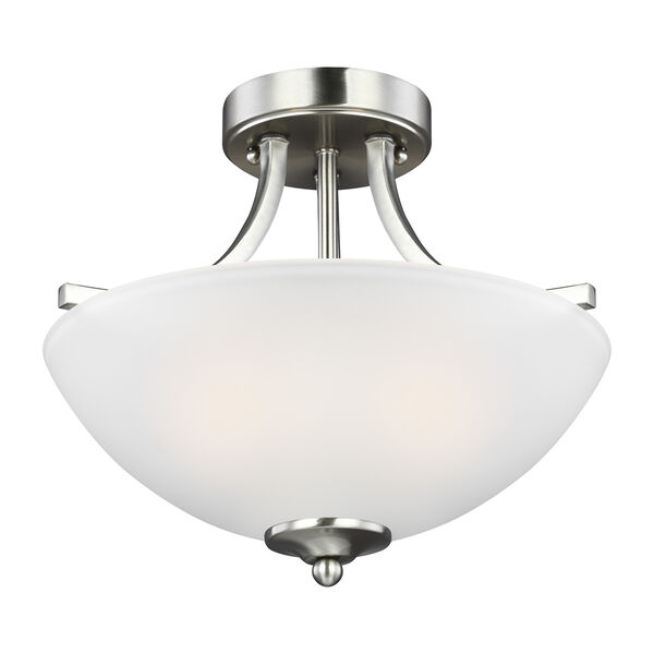 Geary Brushed Nickel 14-Inch Two-Light Semi Flush Mount, image 1
