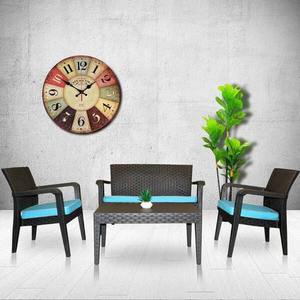 Alaska Anthracite Teal Four-Piece Outdoor Seating Set with Cushion, image 2