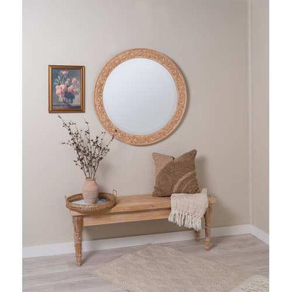 Analia Natural Carved Wooden Wall Mirror, image 1