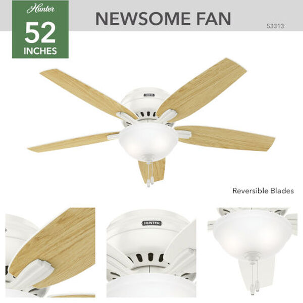 Newsome White 52-Inch Two-Light Fluorescent Ceiling Fan, image 4