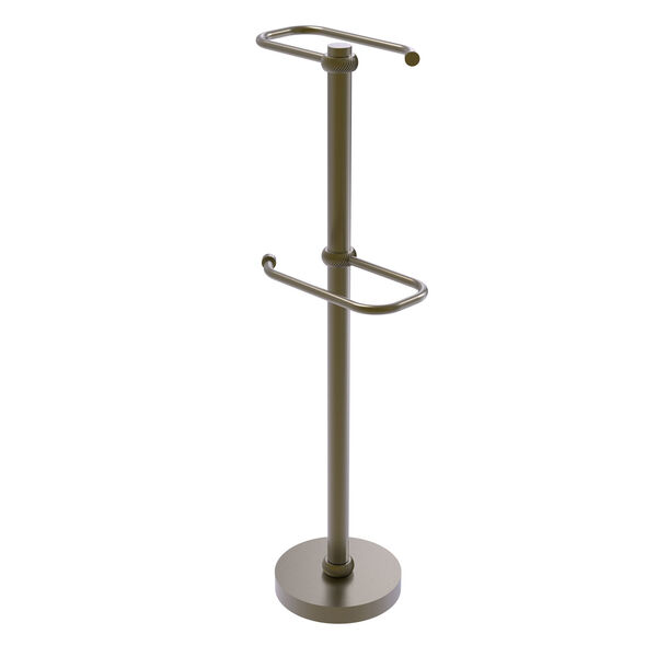 Antique Brass Six-Inch Free Standing Two Roll Toilet Tissue Stand, image 1