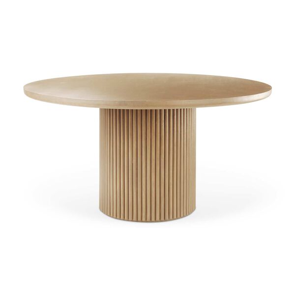 Terra Light Brown Wood Round Fluted Dining Table, image 1