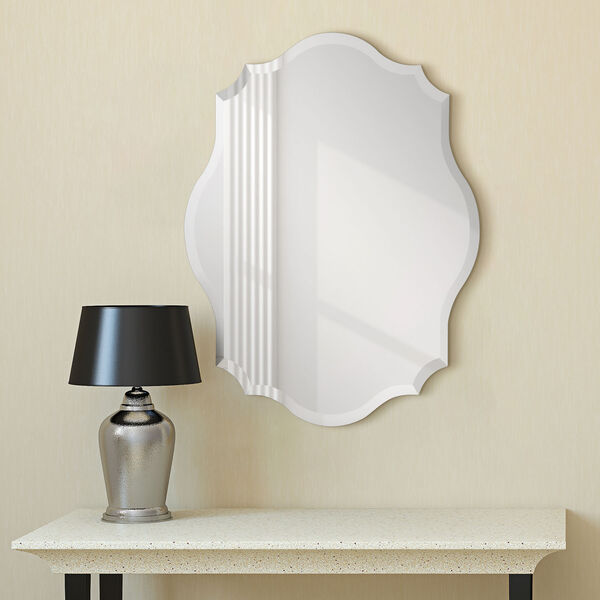 Frameless Clear 24 x 32-Inch Beveled Oblong Scalloped Wall Mirror, image 6