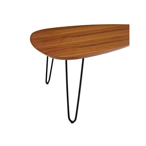 32-Inch Hairpin Leg Wood Coffee Table - Walnut, image 4