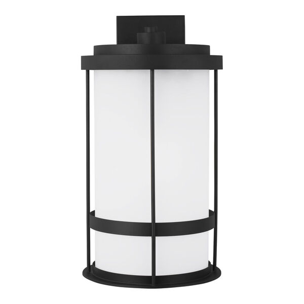 Wilburn Black 13-Inch One-Light Outdoor Wall Sconce with White Shade Energy Star, image 1