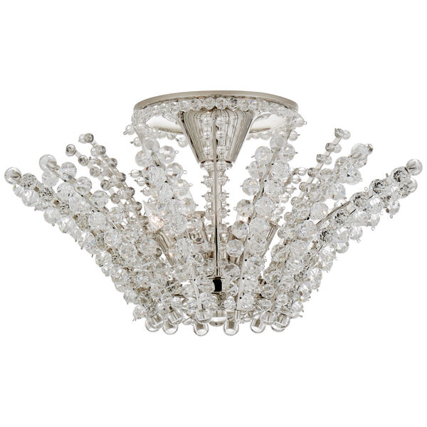 Serafina Small Semi-Flush Chandelier in Polished Nickel with Crystal by AERIN, image 1