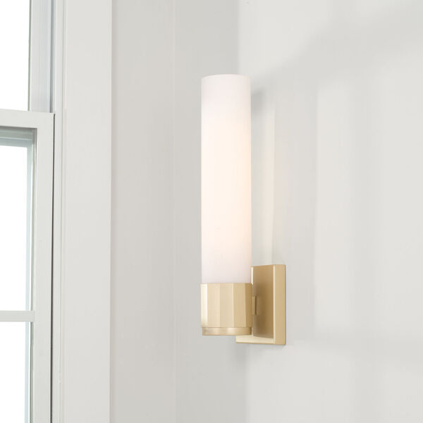 Sutton Soft Gold One-Light Sconce with Soft White Glass, image 3
