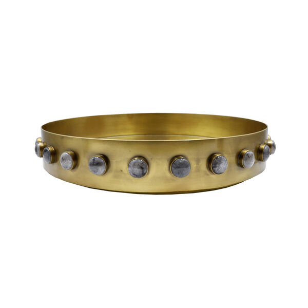 Brass Round Tray with Resin, image 1
