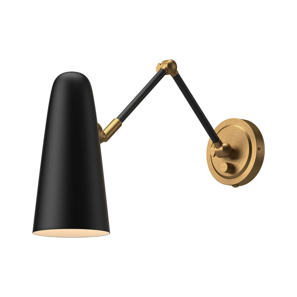 Daniel Matte Black and Aged Gold One-Light Convertible Wall Sconce, image 1