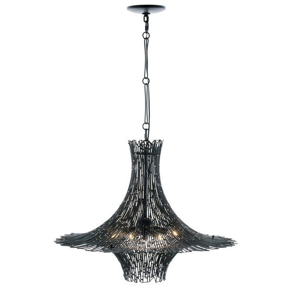 Rikki Carbon And Aged Gold Six-Light Chandelier, image 2