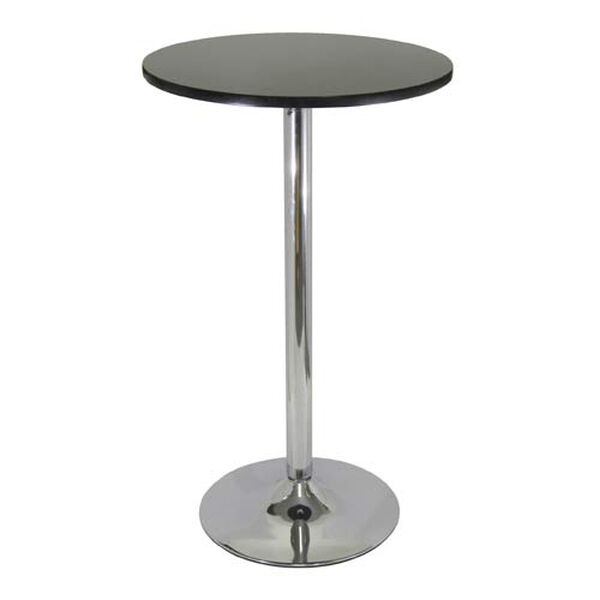 24-Inch Round Black Pub Table with Chrome Leg, image 1