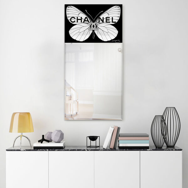 CC Butterfly Black 48 x 24-Inch Rectangle Beveled Wall Mirror, image 4
