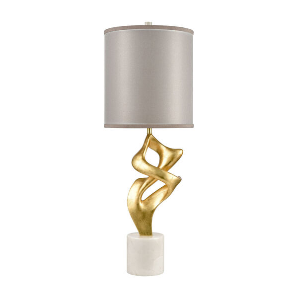 Raelle Gold Leaf and White Marble One-Light Table Lamp, image 2