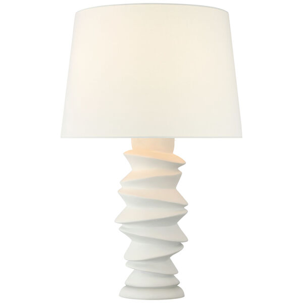 Karissa Medium Table Lamp in Plaster White with Linen Shade by Julie Neill, image 1