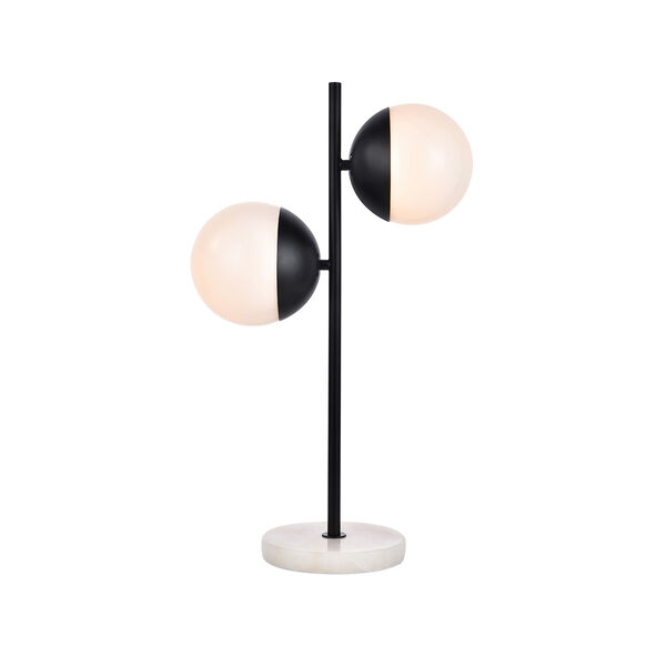 Eclipse Black and Frosted White Two-Light Table Lamp, image 1