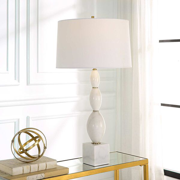 Regalia White and Brushed Brass Marble Table Lamp, image 2