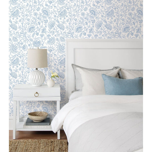 NextWall Blue Paisley Trail Peel and Stick Wallpaper, image 1