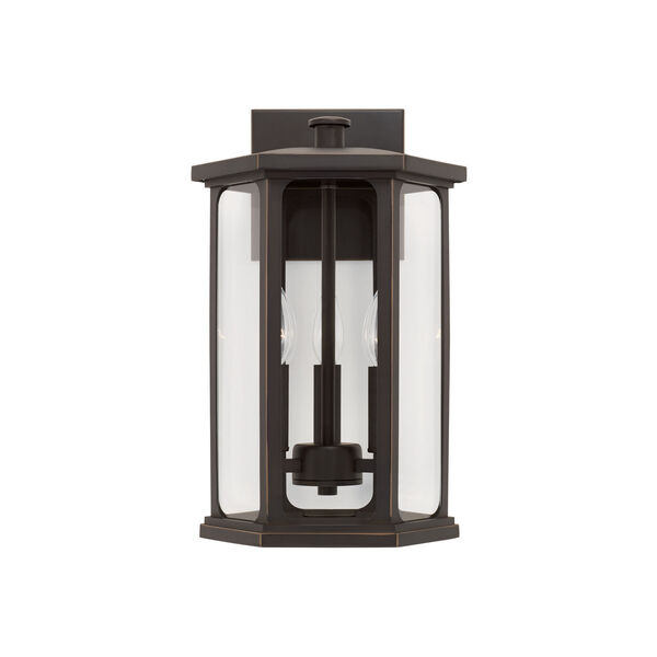 Walton Oiled Bronze Outdoor Three-Light Wall Lantern with Clear Glass, image 4