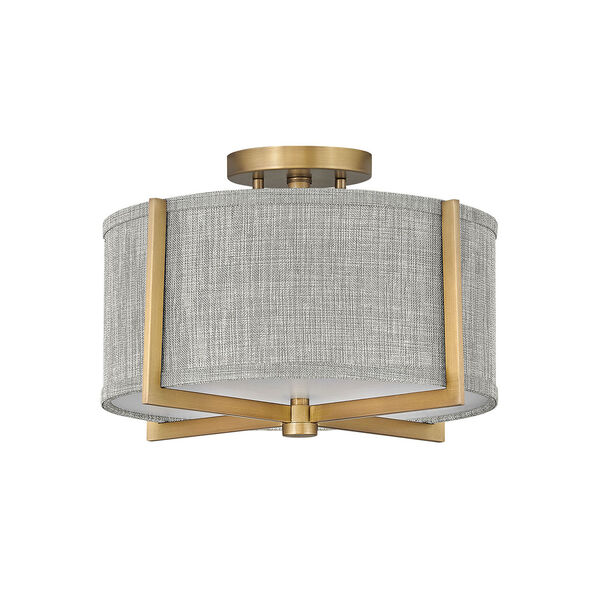 Axis Heritage Brass Two-Light LED Semi-Flush Mount with Heathered Gray Slub Shade, image 5