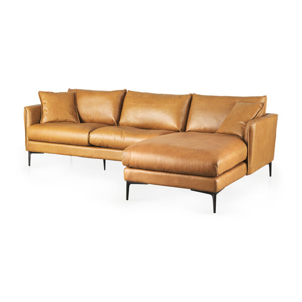 Lake Como Tan Leather RIGHT Chaise Sectional Sofa, image 1