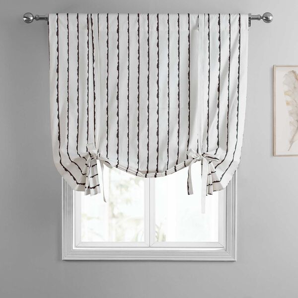 Sharkskin Black Stripe Printed Cotton Tie-Up Window Shade Single Panel, image 3