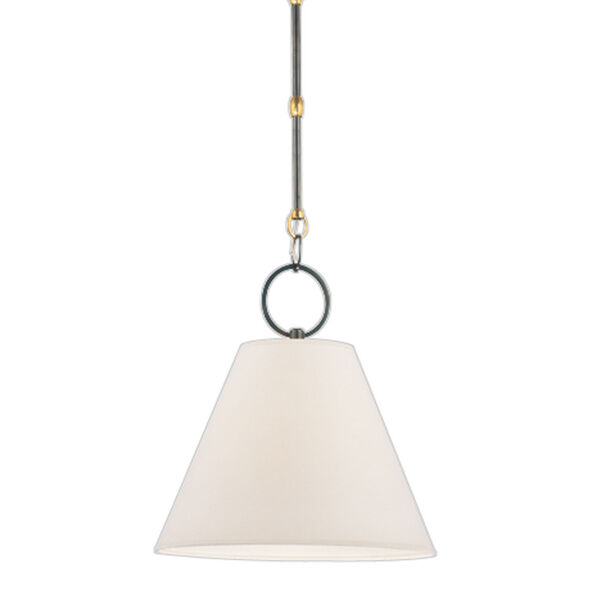 Altamont 12-Inch Distressed Bronze Pendant with Off-White Parchment Shade, image 1