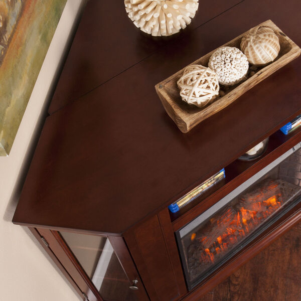 Claremont Cherry Smart Electric Fireplace with Storage, image 3