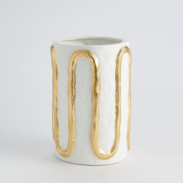 White and Gold Serpentine Small Vase, image 4