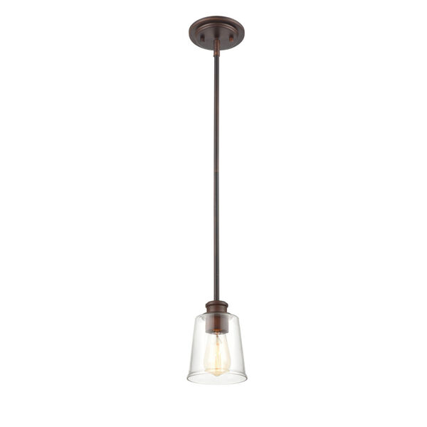 Forsyth Rubbed Bronze One-Light 5-Inch Mini-Pendant With Transparent Glass, image 1