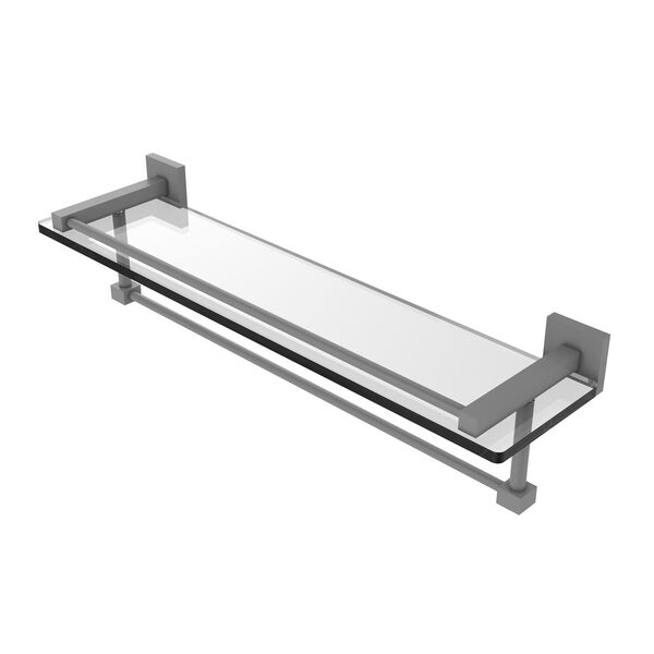 Montero Matte Gray 22-Inch Glass Shelf with Towel Bar, image 1
