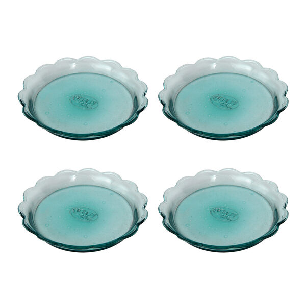 Clear Scalloped Rim Recycled Glass Tray, Set of Four, image 1