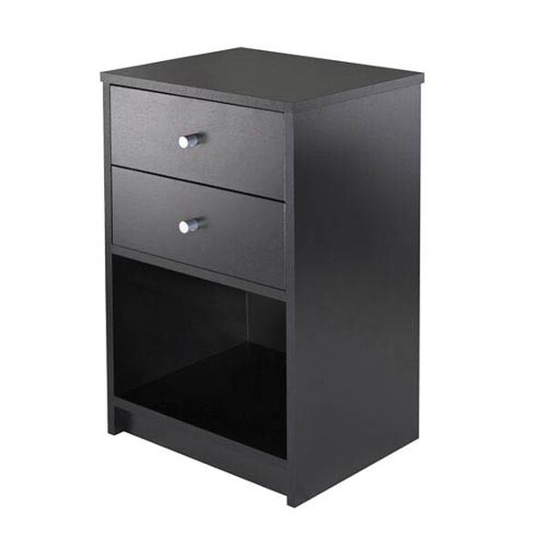 Ava Accent Table with Two Drawers in Black Finish, image 1