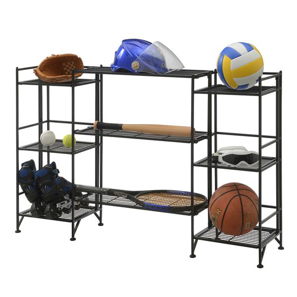 Xtra Storage Three-Tier Folding Metal Shelves with Set of Three Extension Shelves, image 3
